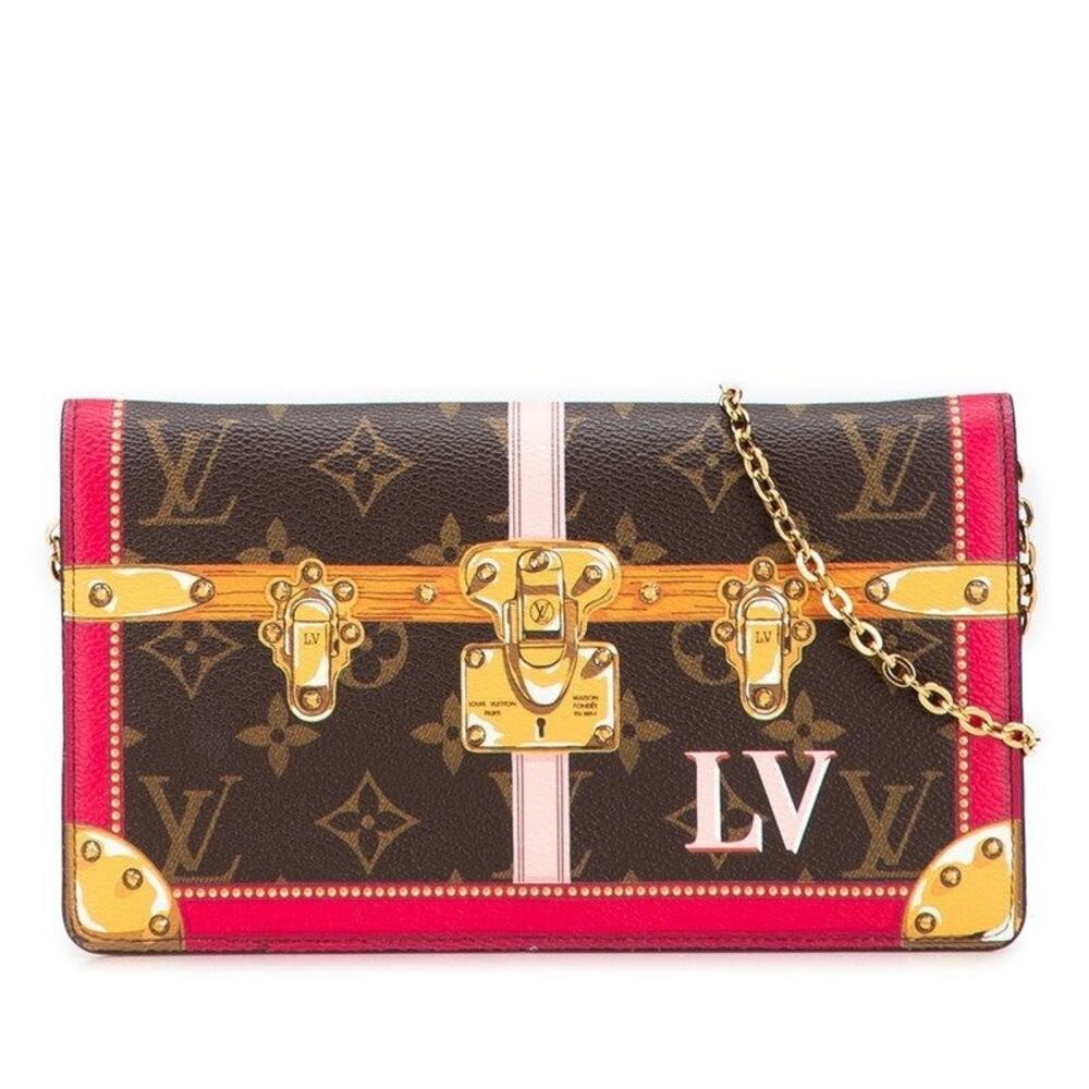 Louis Vuitton Monogram Pochette Weekend Shoulder Bag Brown